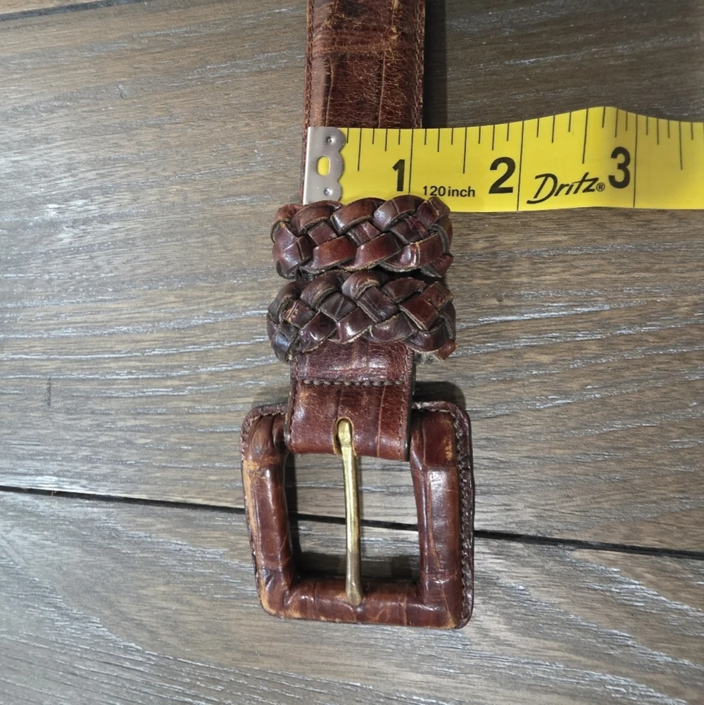 Brighton Brown Croc Embossed Leather Belt